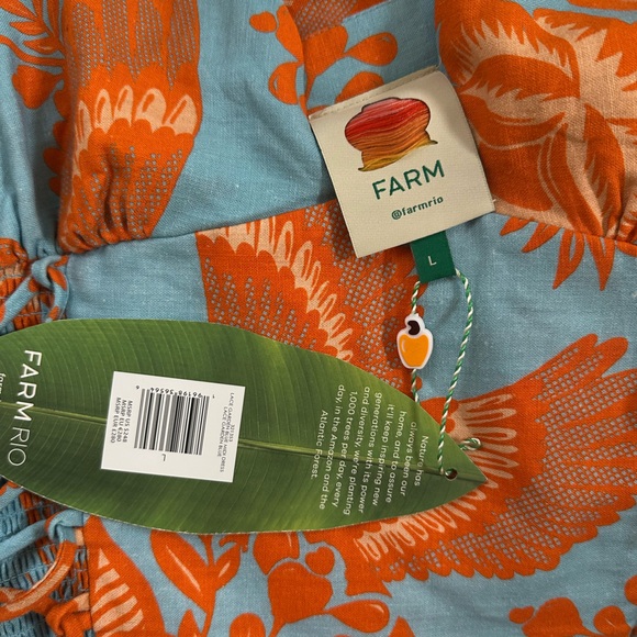 Farm Rio Blue Lace Garden Midi Dress. - Picture 5 of 8